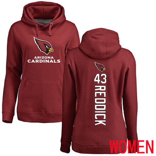 Arizona Cardinals Maroon Women Haason Reddick Backer NFL Football #43 Pullover Hoodie Sweatshirts->women nfl jersey->Women Jersey